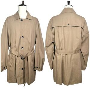 J. Peterman | Men | Walnut Brown Cotton Classic Light Trench Car Coat | Size 48